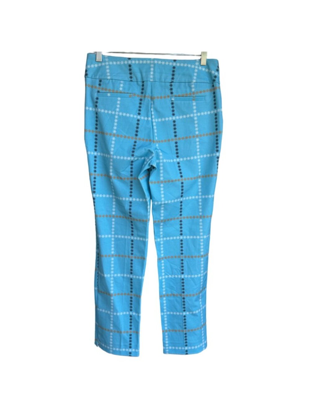 Inspired Style Ankle Pants Aqua Blue Check Size 10 Pockets Cotton Blend $124 NEW - Picture 3 of 16